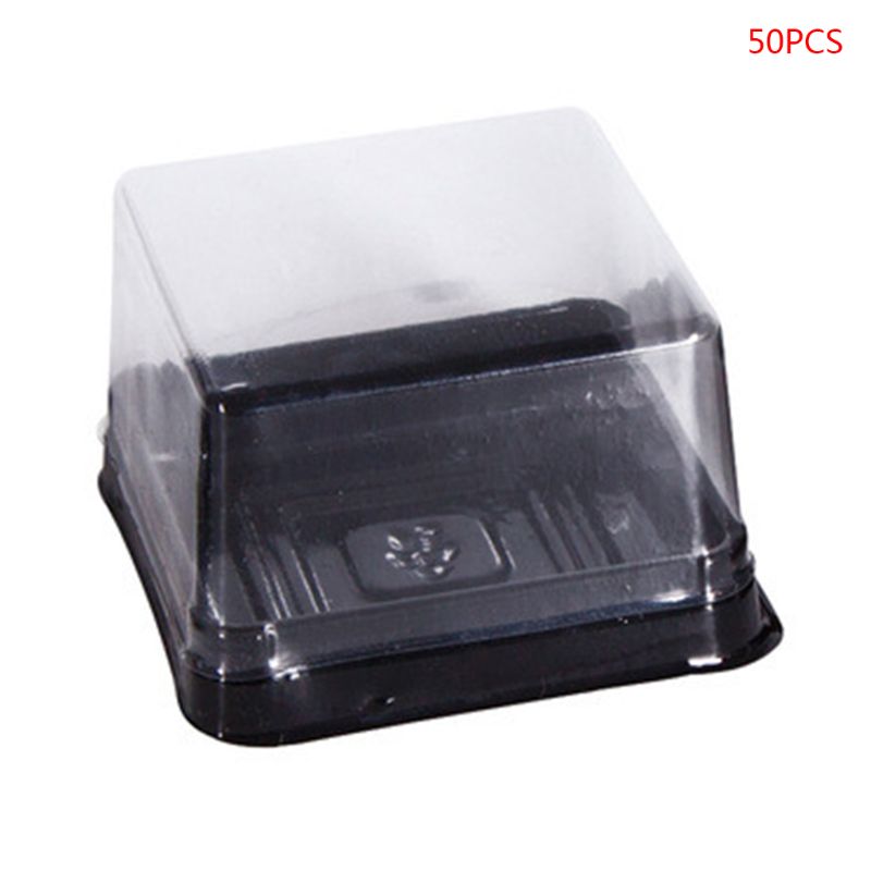 50Pcs 63/100G Vierkante Maan Cake Bakken Maancake Pakket Box Container Houder E7CB: 100g Black