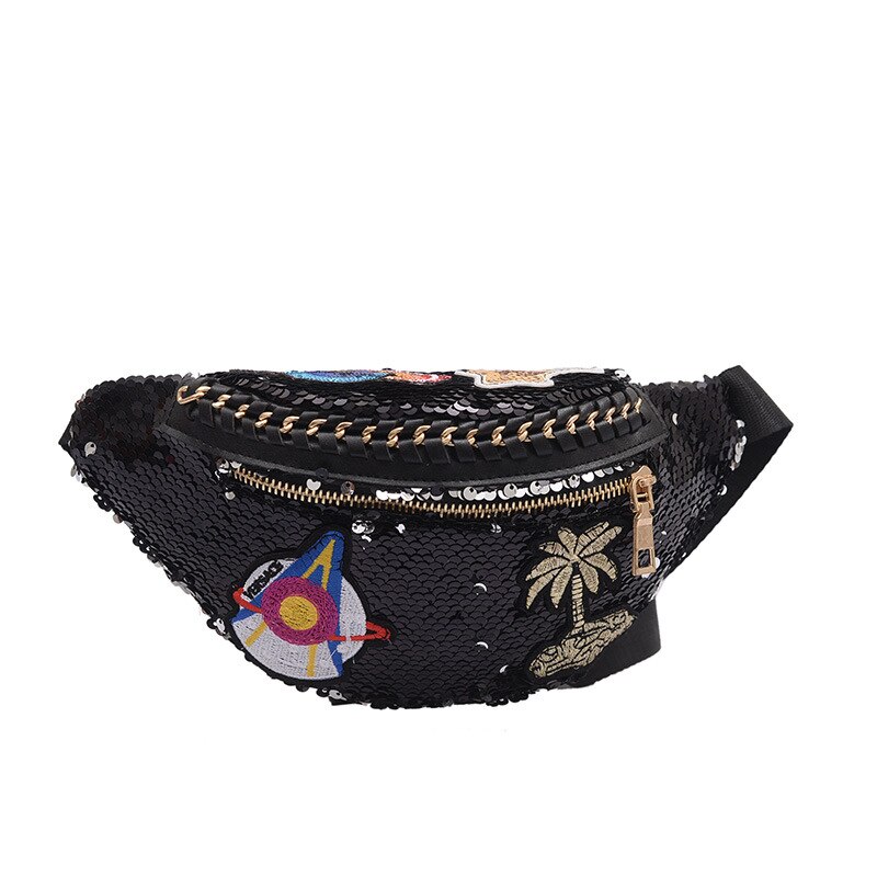 JZYZQBX Frauen Taille Pack Farbverlauf Pailletten Taille Beutel Banane Tasche fanny Pack frauen Gürtel Tasche riñonera mujer: 2 Taille Pack