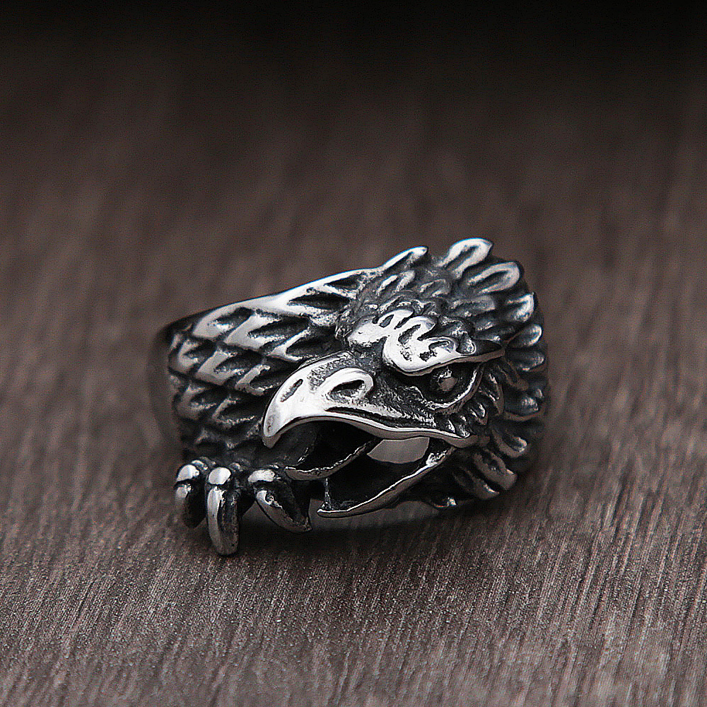 Bague Odin Raven de mythologie nordique pour hommes, Vintage, en acier inoxydable 316L, Viking, motard, anneau de corbeau, bijoux ,