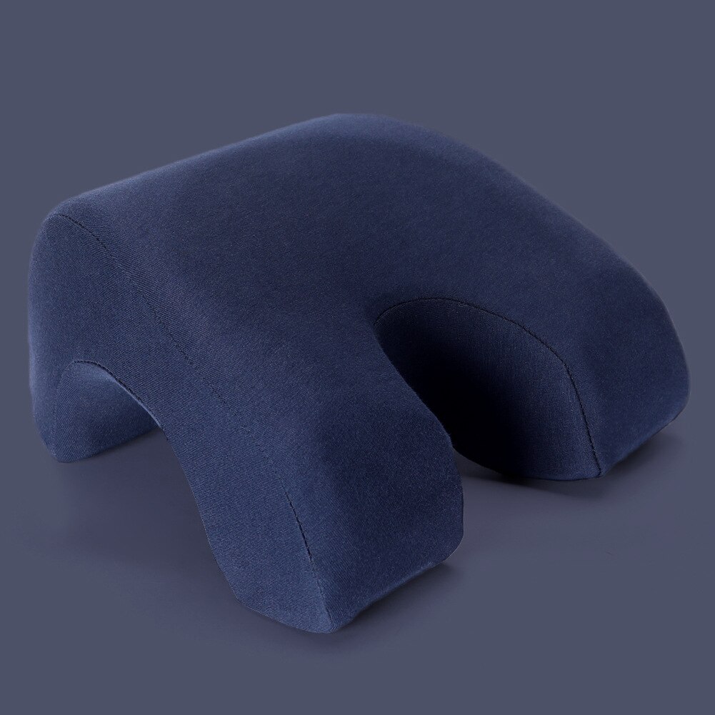 Curved Sleeping Pillow Memory Foam Slope Zipper Machine Washable Slow Side Leaning Rebound Pillow Office Lunch Break Car: Navy Blue
