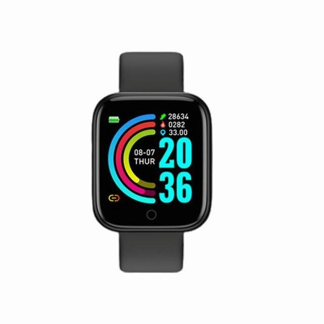 Y68 Smart Watch Bluetooth Fitness Tracker cardiofrequenzimetro pressione sanguigna Smart Wristband Unisex Smart Watch per Android IOS: Black