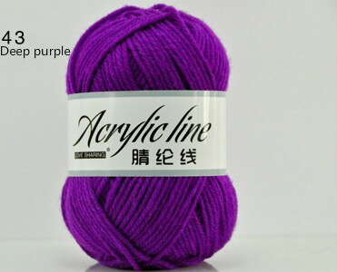 1pc = 50g bløde, miljøvenlige fiberkashmir kamgarn uld til børn farvet dukke akryl sweater smuk babygarn til strik: 43 dyb lilla