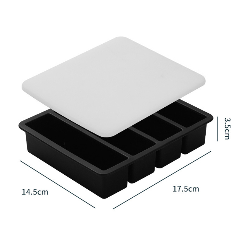 4 Cubes Giant Storage For Food Meal Sauce With Lid Silicone Freezer Trays Extra Large Soup Ice Tray Food Freezing Molds