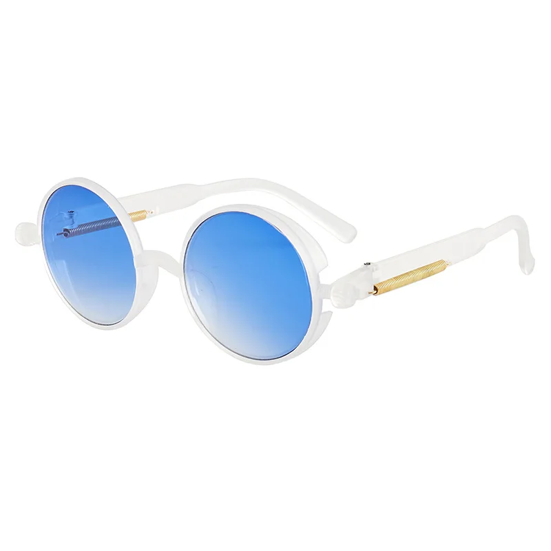 Classic Gothic Steampunk Sunglasses Luxury Brand Men and Women Retro Round Pc Frame Sunglasses: Yellow