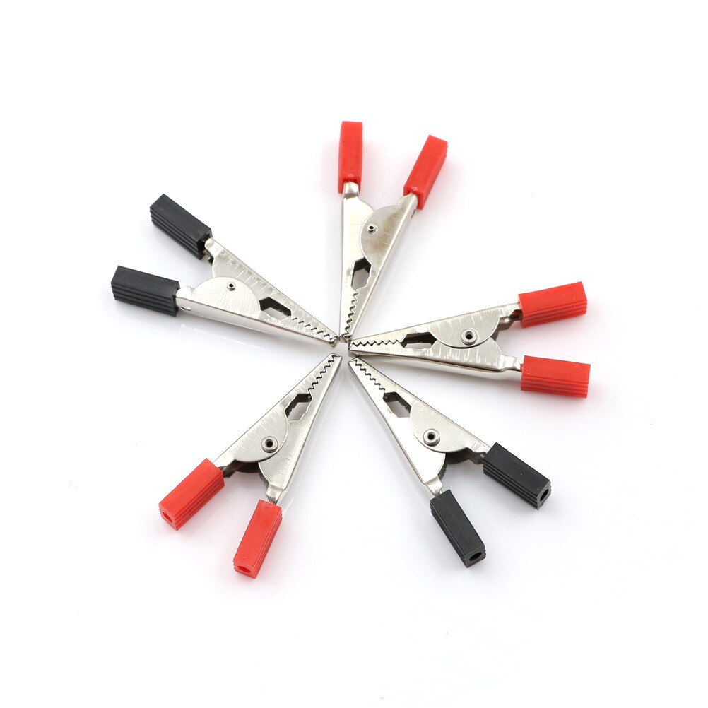 5 stks Diy Meetsnoeren Draad JumperClips Elektrische Willekeurige Kleur 52mm Plastic Handvat Test Sonde Metalen Alligator