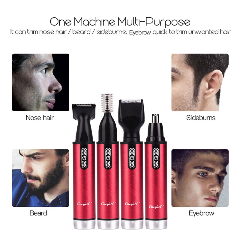 4 in 1 mannen Gezicht Ontharing Kit Oor Neus Trimmer Elektrische Wenkbrauwen Neus Bakkebaarden Hair Cutter Scheerapparaat Batterij aangedreven P46