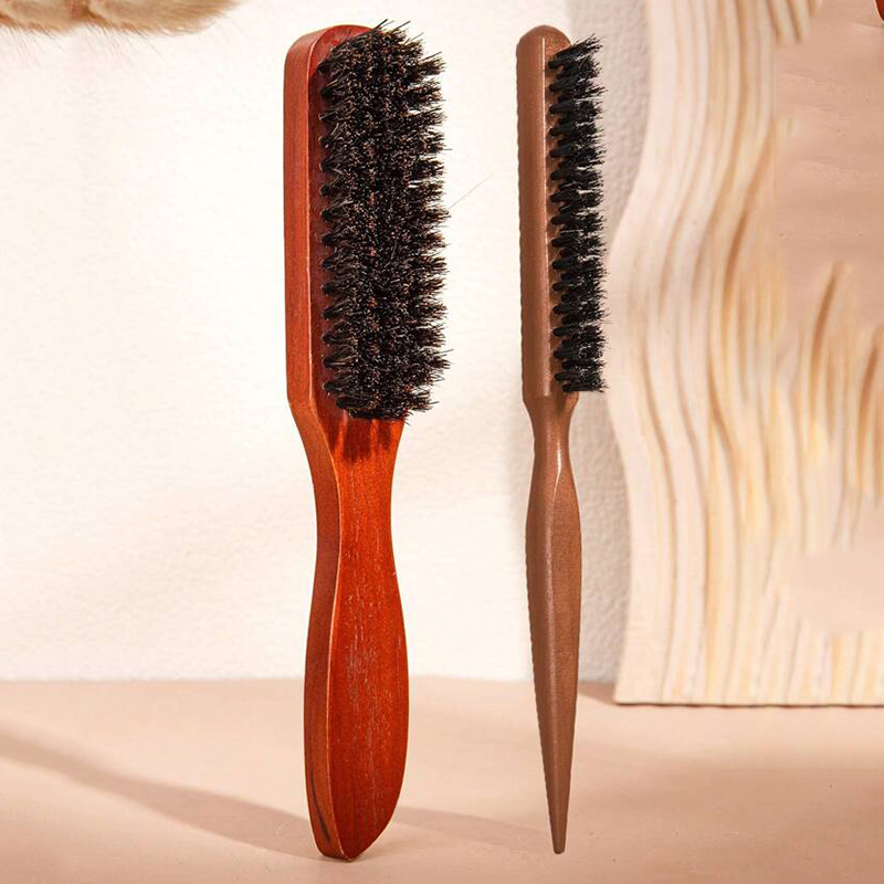 Hair Brushes With Bristles2pcs, Hair BrushBristles With Wooden Handle, ProfessionalHair Brushes For Home And Salon: black