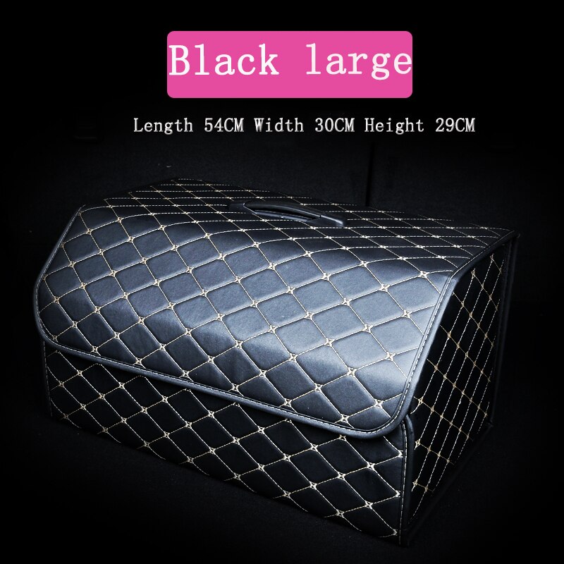Car storage box PU leather trunk storage box storage bag folding folding car trunk finishingcar interior accessor: Black large