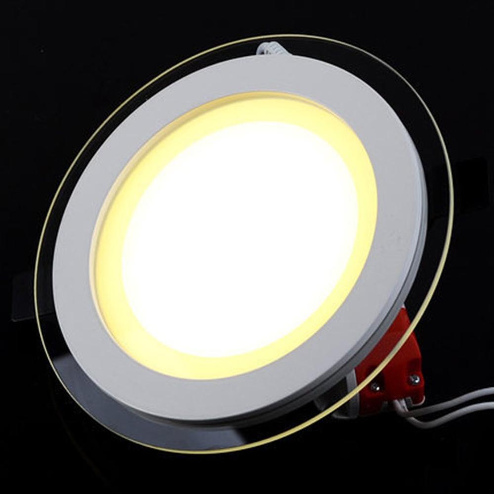 Høy lysstyrke smart dimbar led-glass downlight rund form glasspanellys takinnfelte lamper 6/12/15w: Varm hvit / 200mm