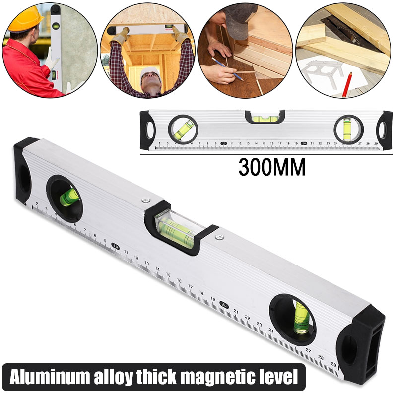 Horizontal Ruler Measuring Ruler Spirit Level 300mm Aluminum Alloy Durable Practical Sturdy Student Construction Site Tool