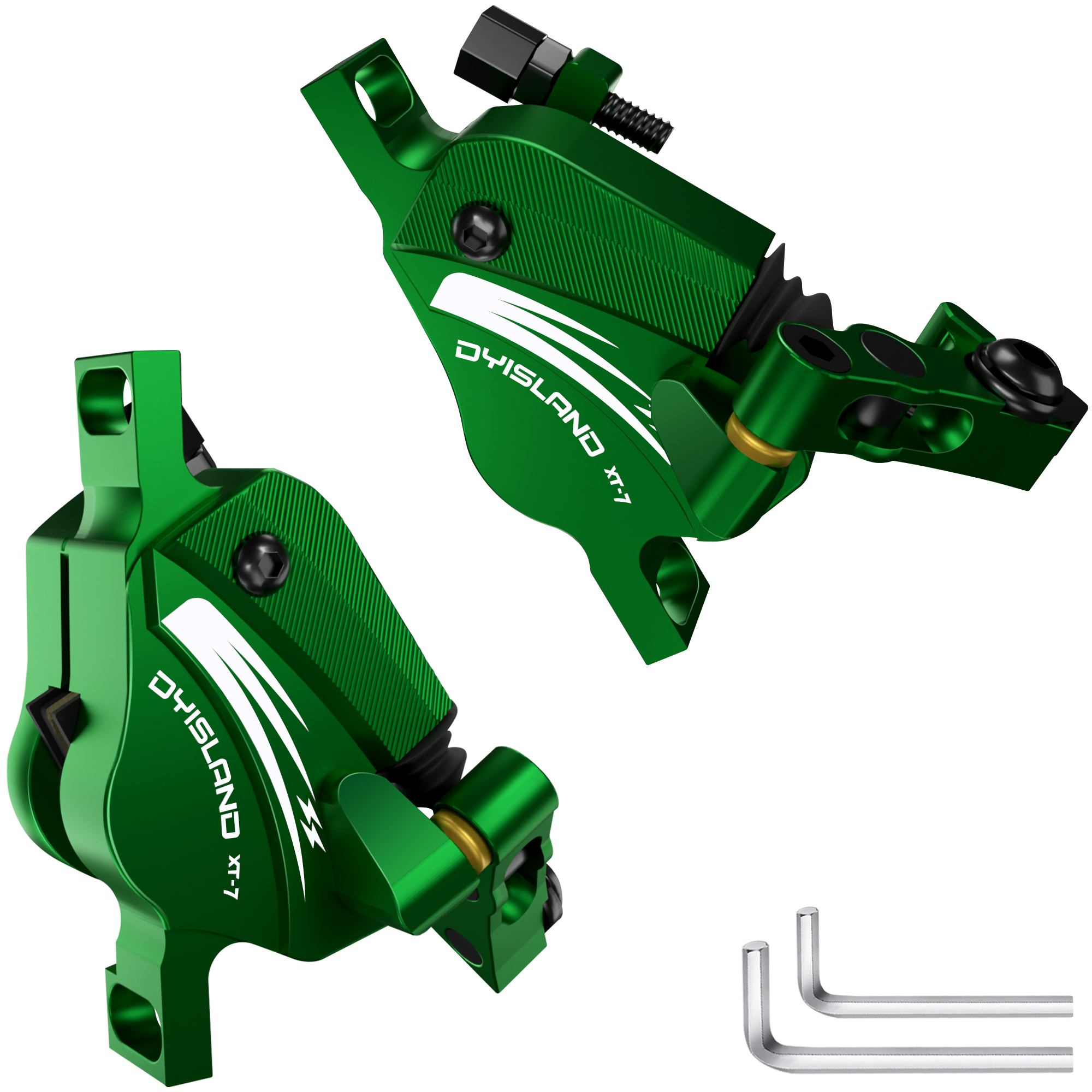 DYISLAND XT7 MTB Line Pulling Hydraulic Disc Brake Electric bike Line Pulling Oil Pressure Calipers Mountain bike brake: green