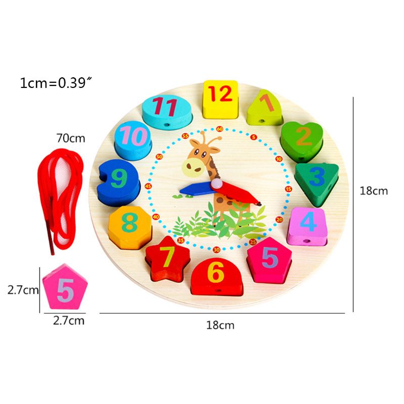 Holz Uhr Pädagogisches Lernen Sortierung Uhr Puzzle Spielen Spielzeug für Kleinkind Baby 77HD