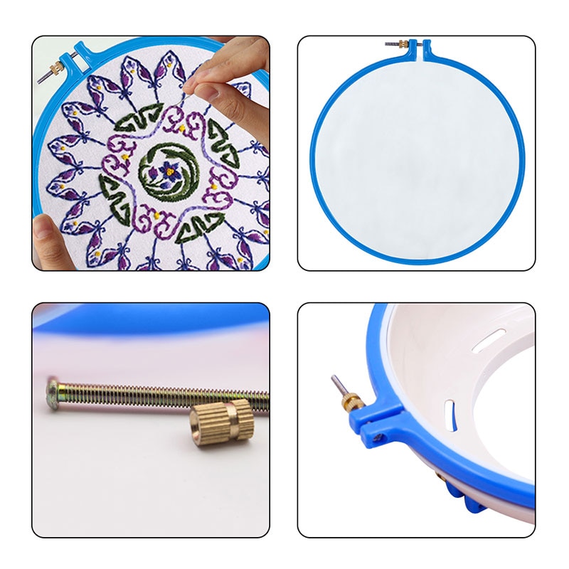 Lmdz 2 stk broderiramme sæt plast broderi stativ bøjle ring med holder støtte til 2 side broderi cross diy