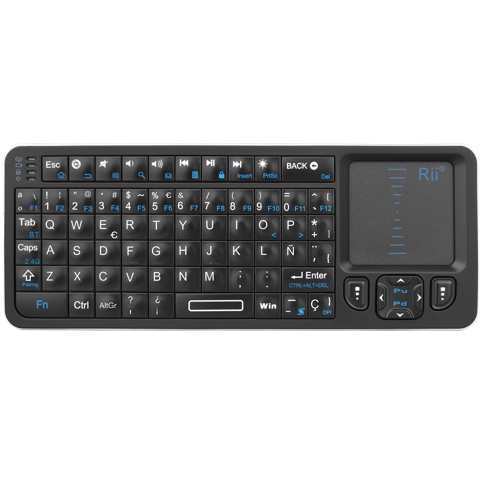 Rii K06 Mini Bluetooth-toetsenbord, 2,4 GHz draadloos toetsenbord met achtergrondverlichting en IR Learning Touchpad Android TV Box, Mac, laptop, Windows: Kaki