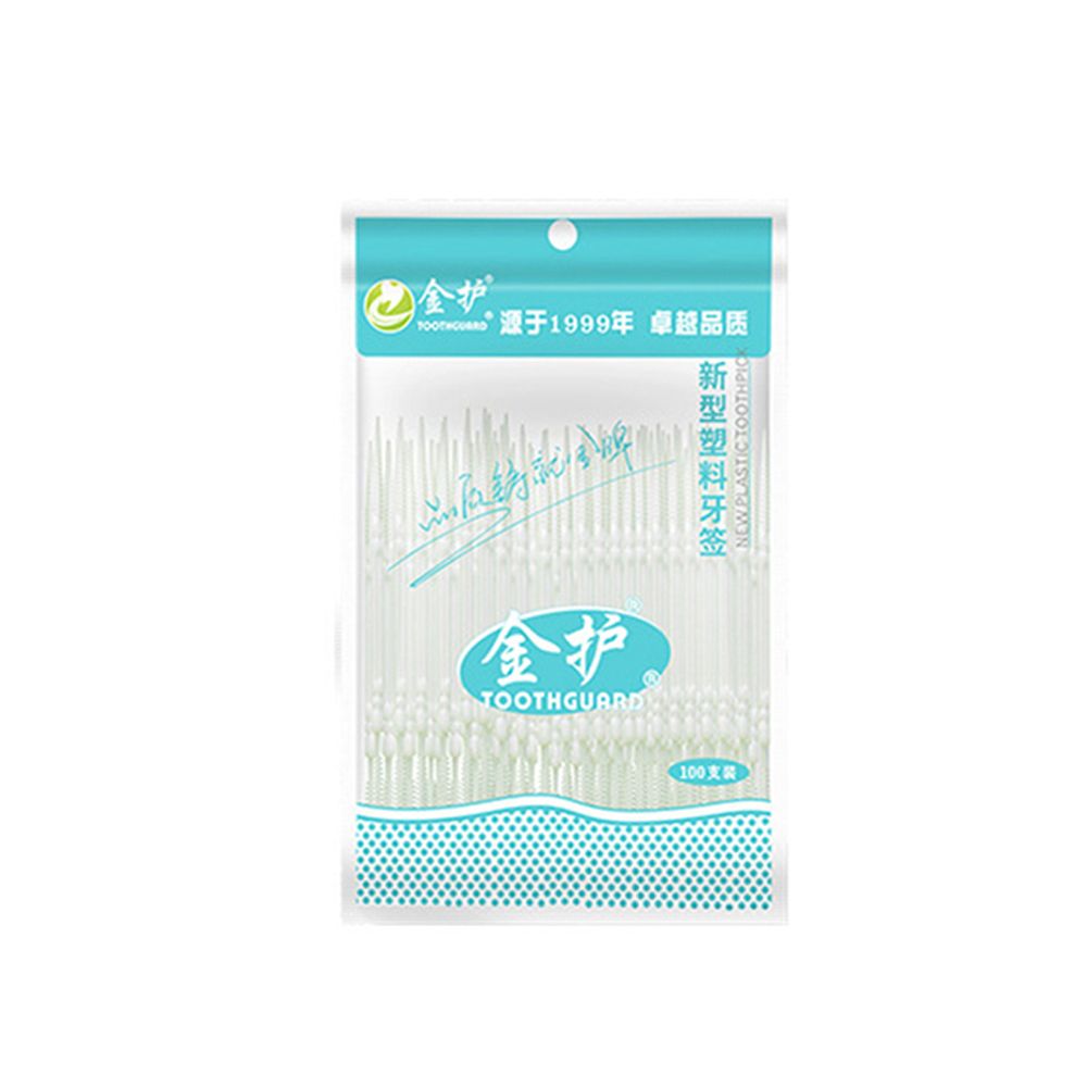100/200Pcs Double-headed Dental Brush Toothpick Oral Care Teeth Sticks Floss Pick Tooth Cleaning Tools Interdental Toothbrush: white 100Pcs