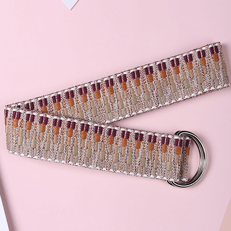 Lærred afslappet bælter til kvinder retro 130cm lang rem boho stil vævning d form spænde kvindelige harajuku linning jeans bukser: Gary