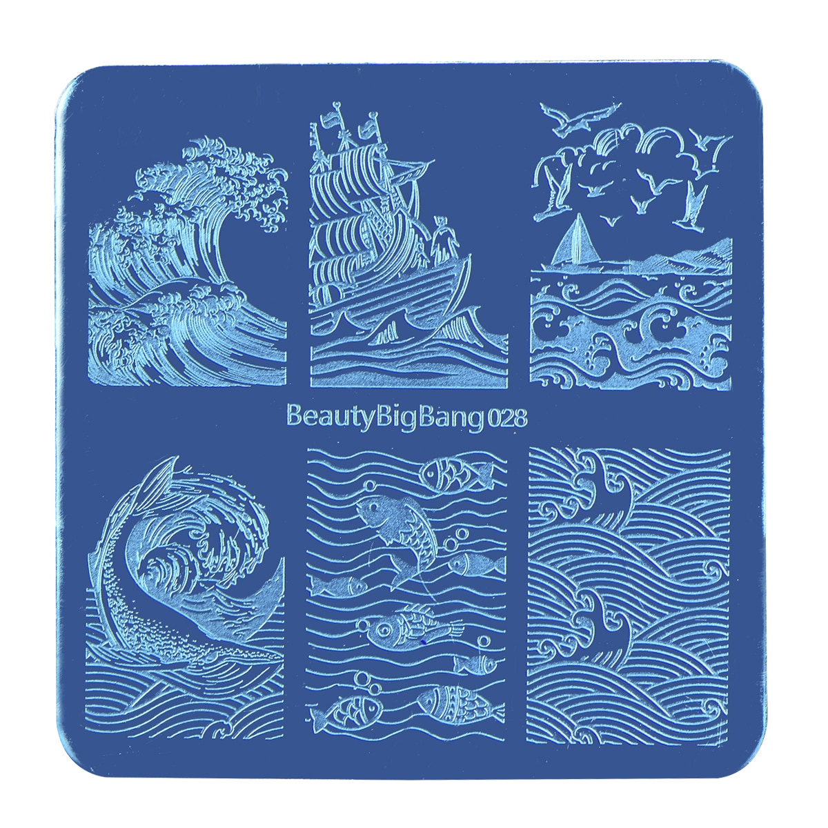 Beautybigbang nagelstämplingsplattor vågskepp havsfisk val bild form vintage rostfritt stål nagelkonst mall stencil 028