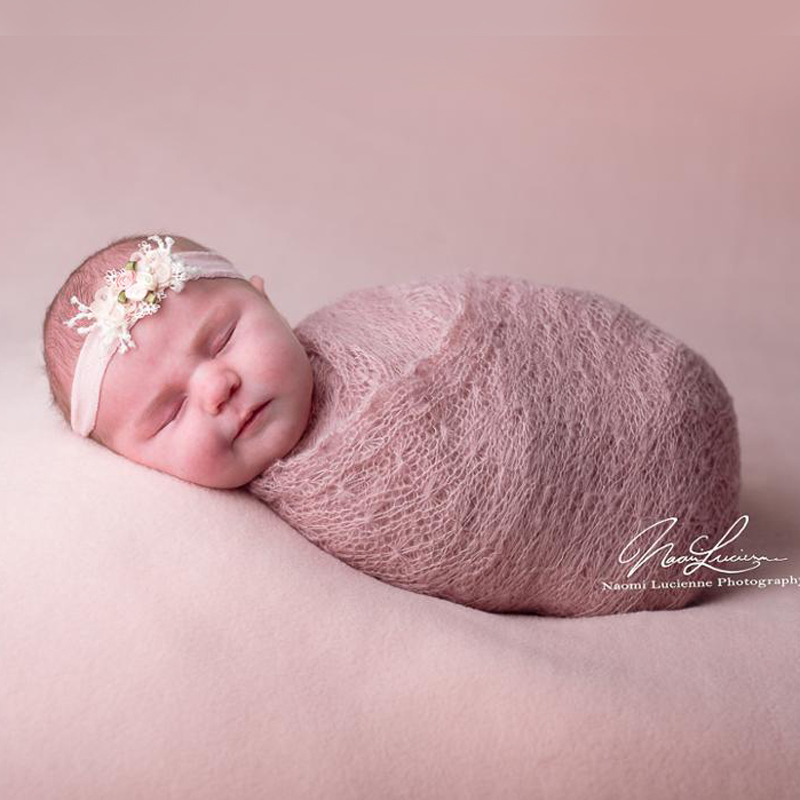 40x150 cm mohair knit Photo elastische Wrap + hoofdband set Pasgeboren Fotografie Props Doek Voor baby Accessoires haarbanden