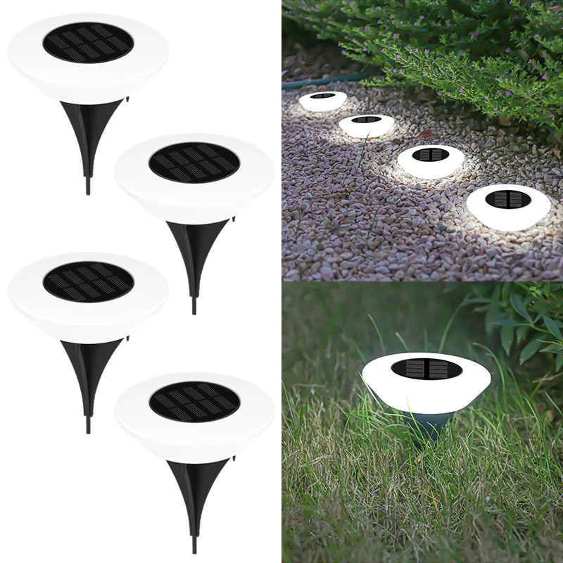 1/4 stk. solcellelamper, udendørslampe , 360 ° led-gulvlamper vandtætte med tænd/sluk til have, gårdsplads, indkørsel, terrasse, græsplæne 1/4 stk.: Måneblå