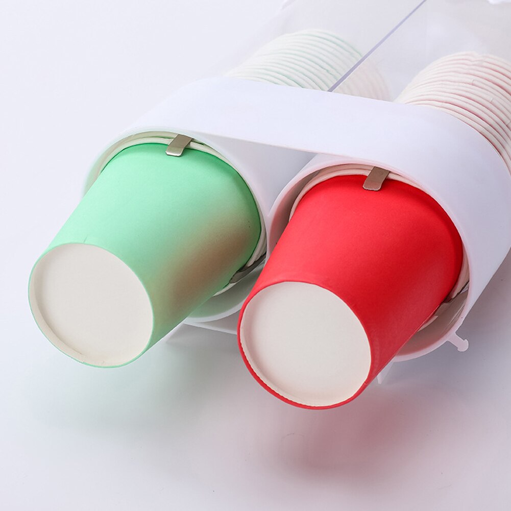 Plastic Disposable Cup Dispenser Storage Rack Large Capacity Container Wall Mounted Automatic Self Adhesive Shelf Home Office