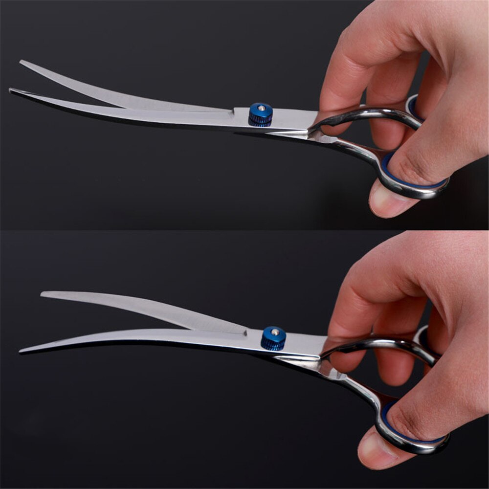 Pet Grooming Scissors Stainless Steel Dog Cat Hair Seam Chunker Scissors Up and Down Curved Scissors Sharp Haircut Pet Tool Set