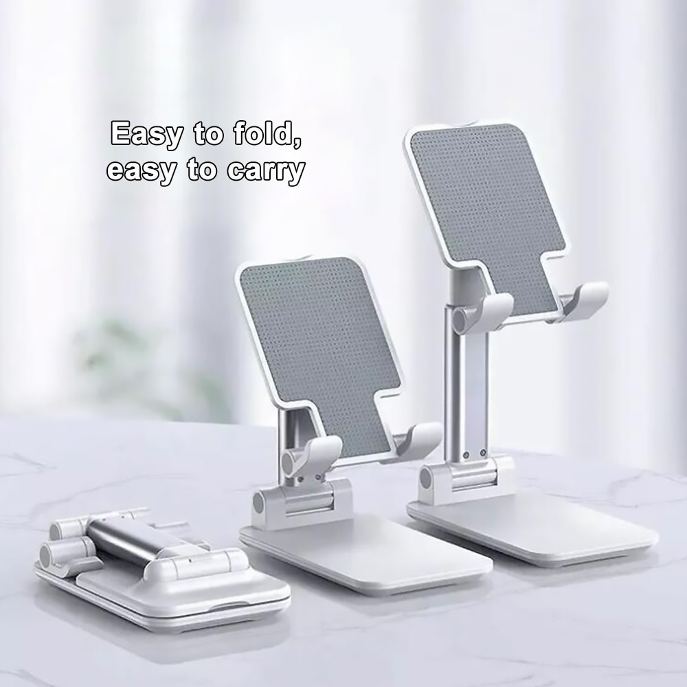 Ergonomic Collapsible Adjustable Metal Desktop Tablet Holder Table Cell Foldable Extend Support Desk Mobile Phone Holder Stand