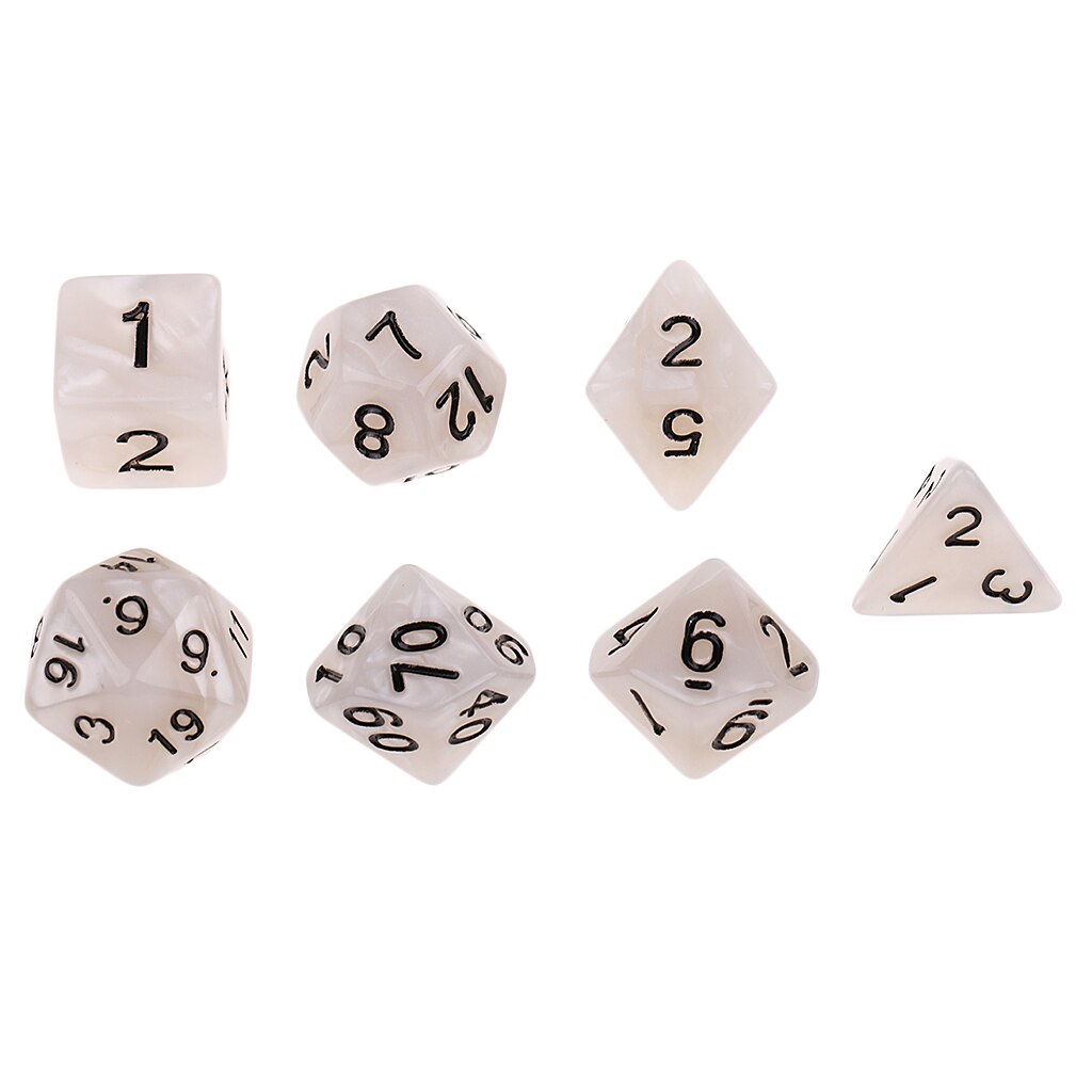 7Pcs Pearl Grain Polyhedral Dice D4 D6 D8 D10 D12 D20 TRPG for DND MTG Games