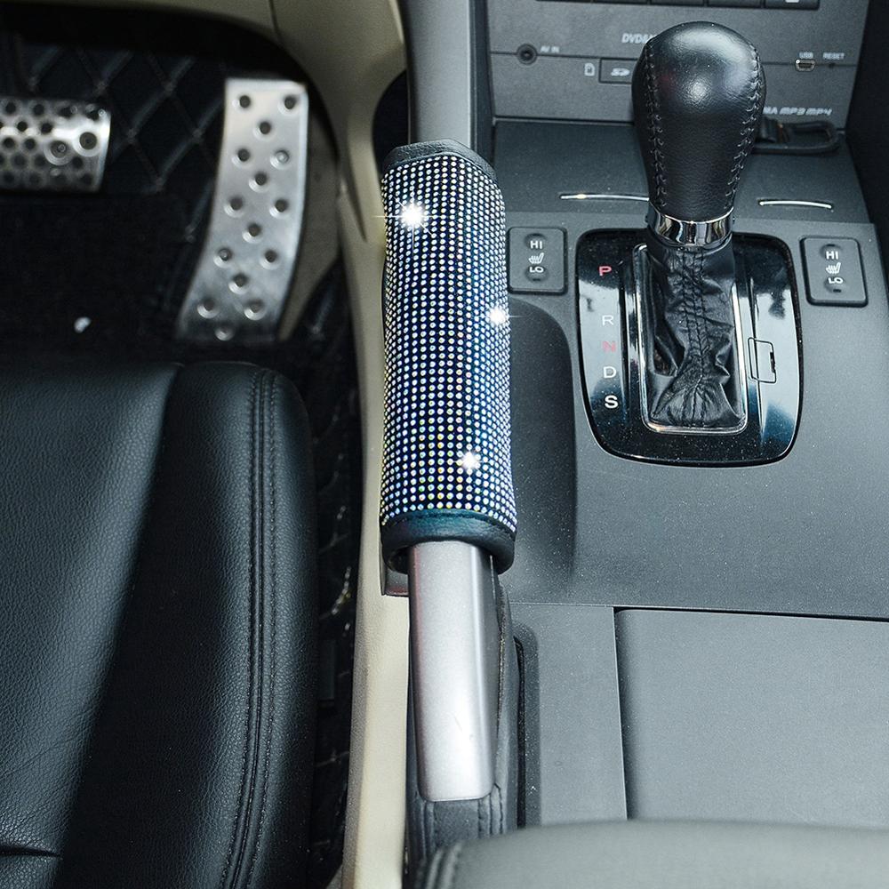 Cubierta de freno de mano de coche, protector de empuñaduras de freno de mano de estilo ostentoso, accesorios de decoración Interior de automóvil, cubiertas de relleno de cristal 1