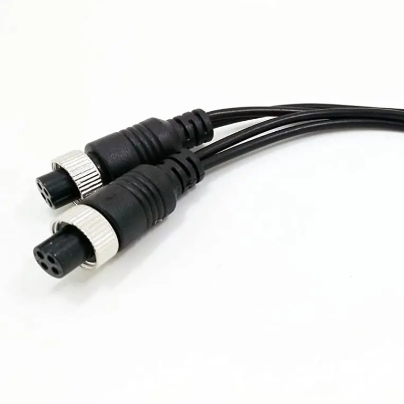 (2 pcs Pack) M12 Adapter 4 Pin Female Aviation Plug to RCA AV + DC Male Extension Cable for Car Camera