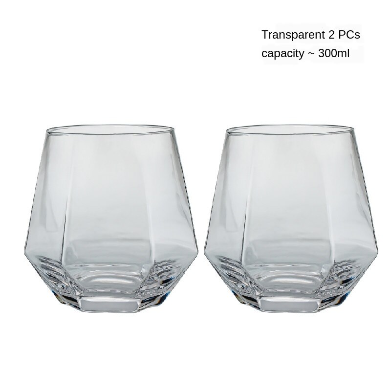Verre coloré résistant à la chaleur, verre à Six faces, gobelets d'eau, tasse à jus de Cul, verre à boisson, haute apparence: 2PCS2