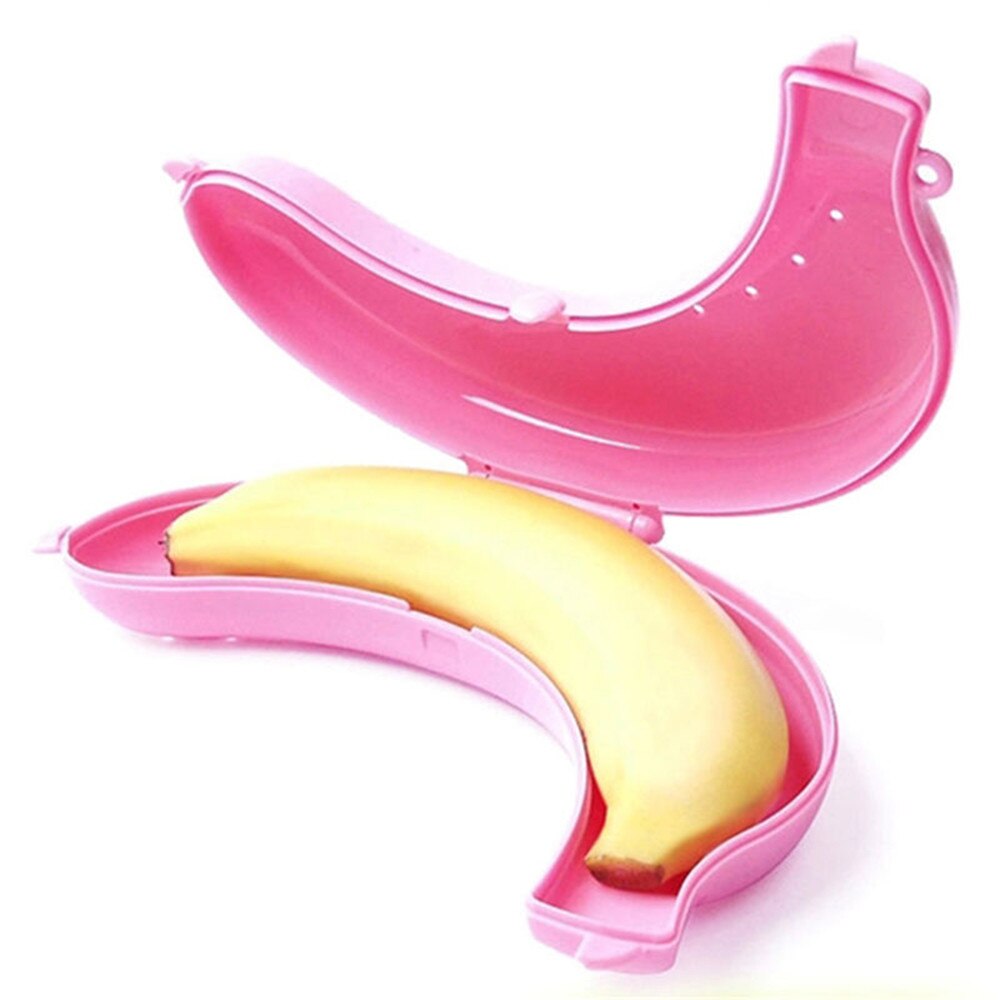 Mignon fruits banane étui en plastique boîte à déjeuner protecteur porte-conteneur transporteur stockage enfants jouets outils de cuisine: Rose