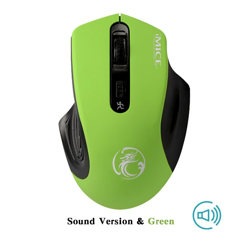 Souris optique sans fil, pour ordinateur de bureau et portable, accessoire ergonomique et silencieux avec récepteur USB 4 boutons 2,4G USB: Sound Green