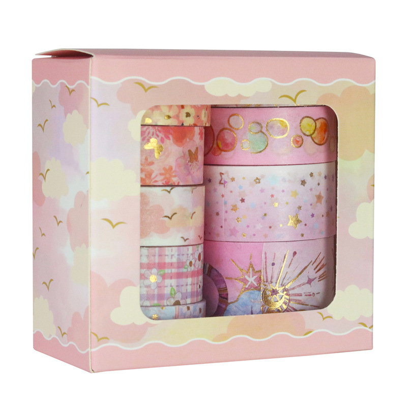 9 unids/set dulces recuerdos conjunto de cintas Washi doradas Scrapbooking Diy diario papelería Deco arte suministros cintas adhesivas