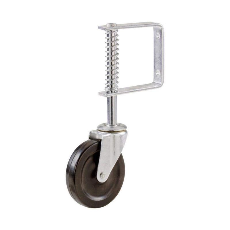 SPRING LOADED SWIVEL WHEEL GATE CASTOR 100mm 4" DIAMETER FOR UP TO 57kg GARDEN