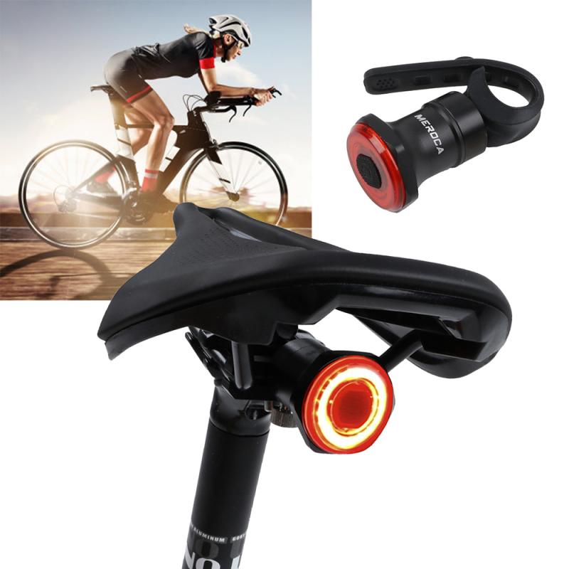 MEROCA-luz trasera inteligente para bicicleta, luces de inducción de freno, recargable, con Sensor para bicicleta de montaña