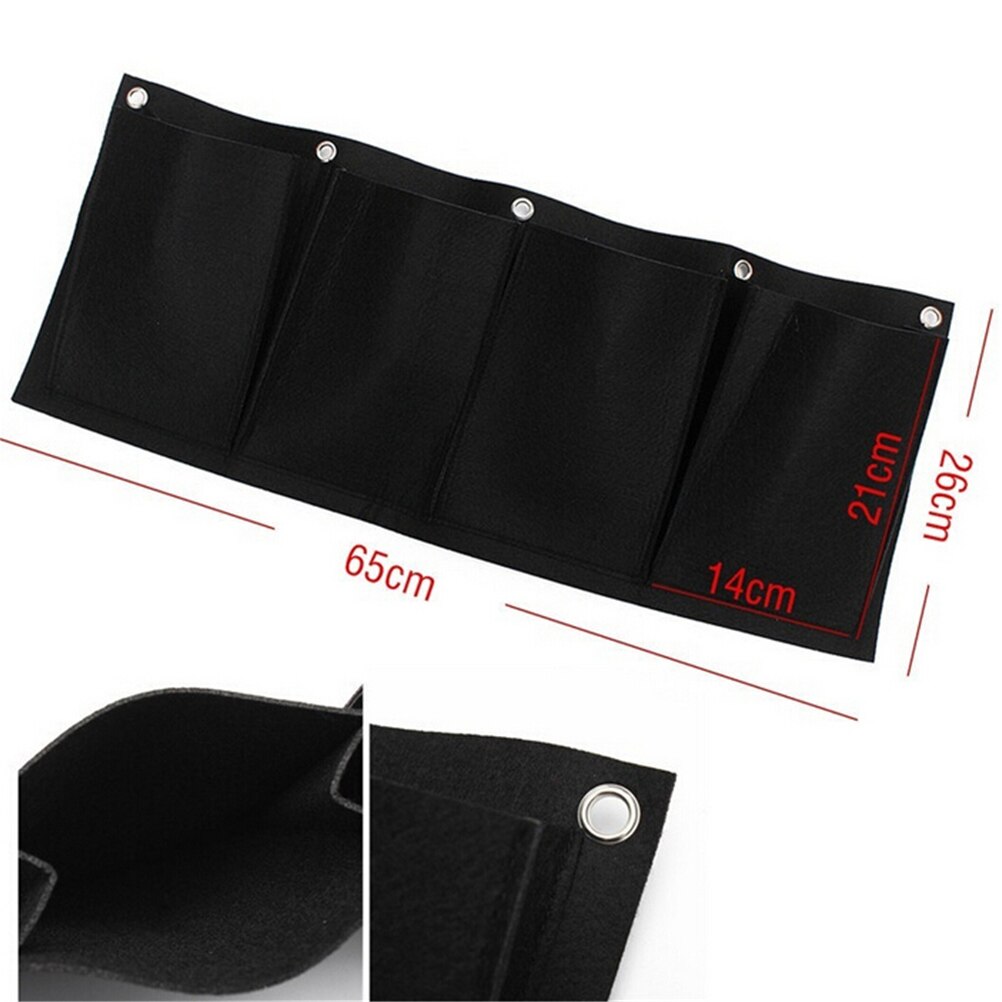 Garden Planter Wall-mounted Polyester Home Gardening Flower Planting Bags Horizontal 4 Pockets Living Indoor Wall Planter