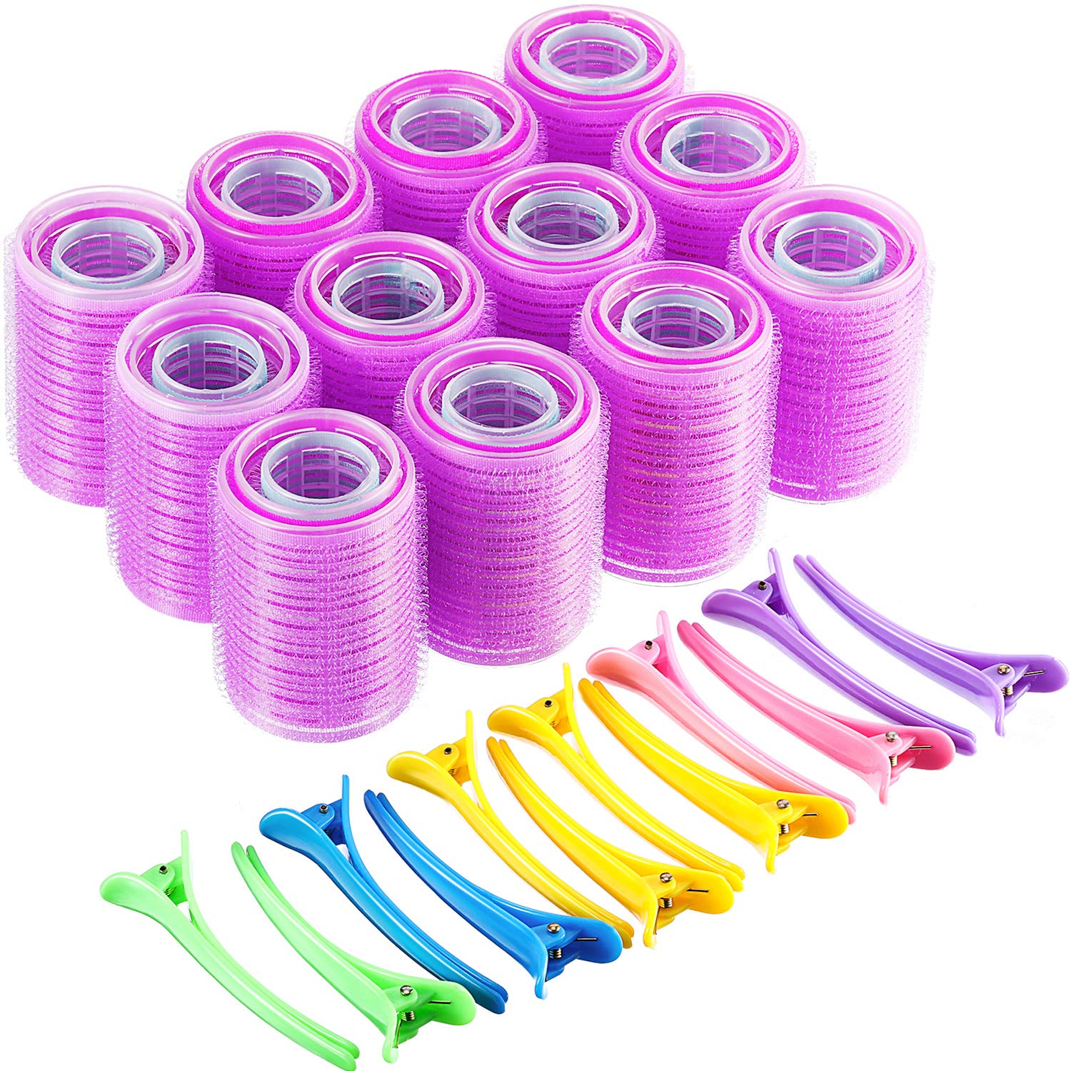 Jumbo Hair Rollers Hair Curlers 24/36/48 Pcs 3 Sizes Large Self Grip Hair Curlers for Long Hair, Big Hair Rollers for Long Hair