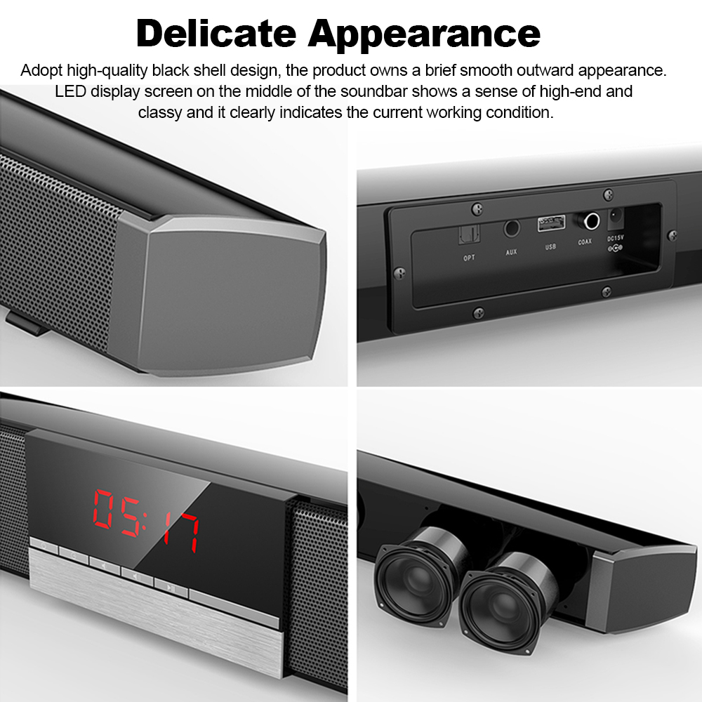 SR100 Plus Bluetooth barre de son haut-parleur de télévision à domicile sans fil Subwoofer télécommande stéréo Surround haut-parleurs sonores pour Home cinéma