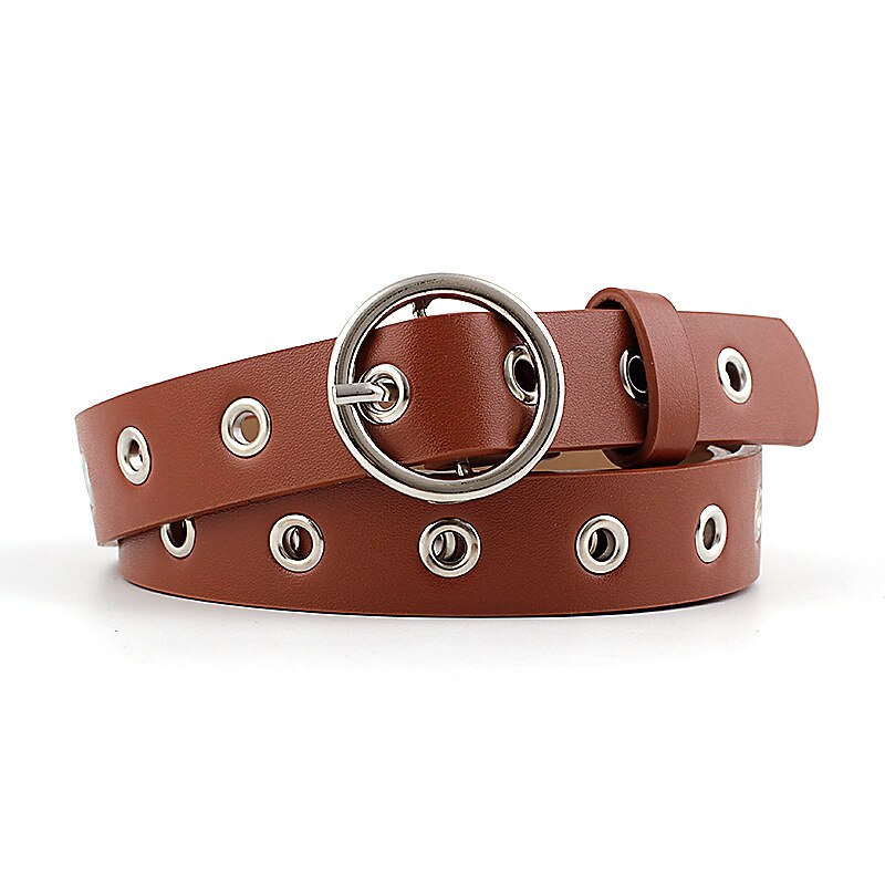 Round Pin Buckle Belt Women No Needle Pu Leather Wide Belts For Jeans Dress Skirts Solid Waistband Strap Belt girdle: 4