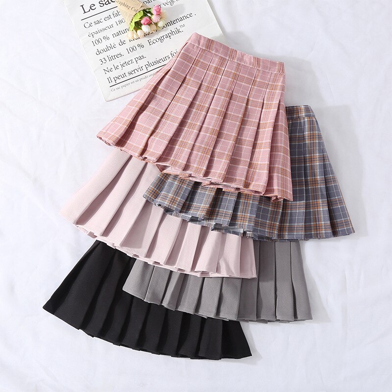 Toddler Girl Skirt Summer Girls Pleated Skirt Casual Kids Girl High Waist Plaid Skirts For School Uniform Students Clothing