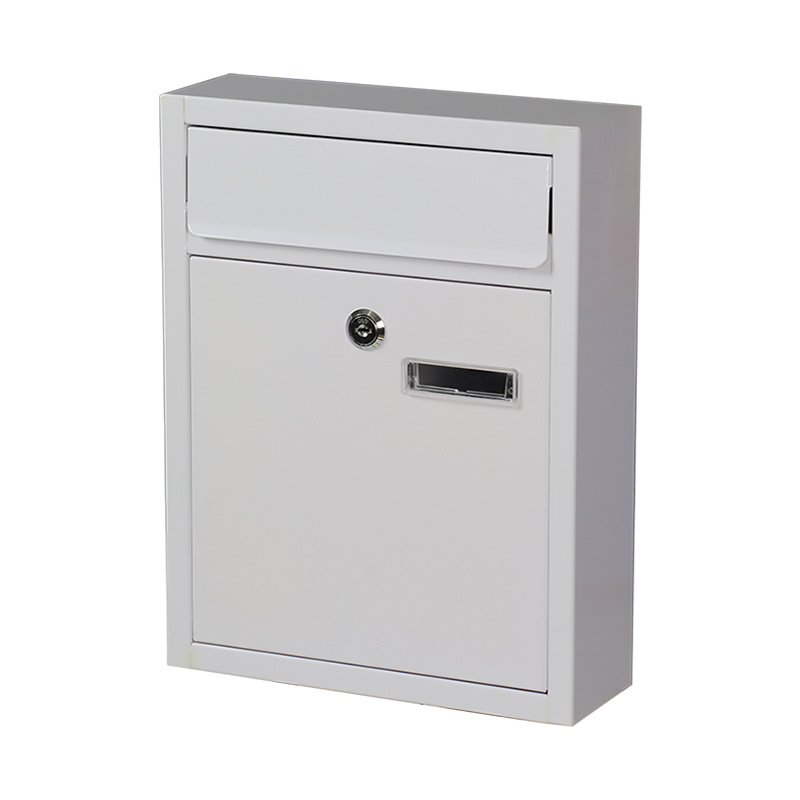 Occident caja de correo soporte de pared al aire libre bloqueo de seguridad Buzón de hierro para el hogar jardín carta periódico, revista Post Box Maileg: white