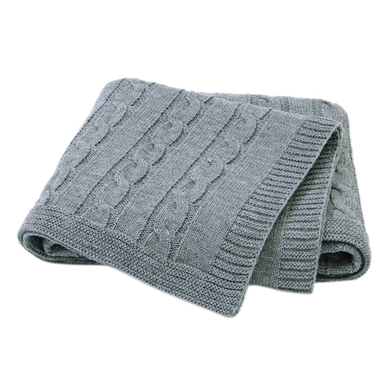 Baby Blanket Knitted Newborn Blankets Soft Wrap for Toddler Bedding: Gray
