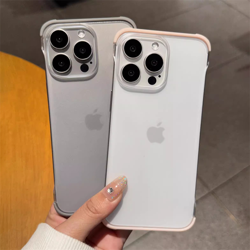 Funda de teléfono transparente mate ultrafina sin marco para iPhone 15Pro 14 13 12 15 Pro Max cubierta trasera translúcida de PC dura a prueba de golpes