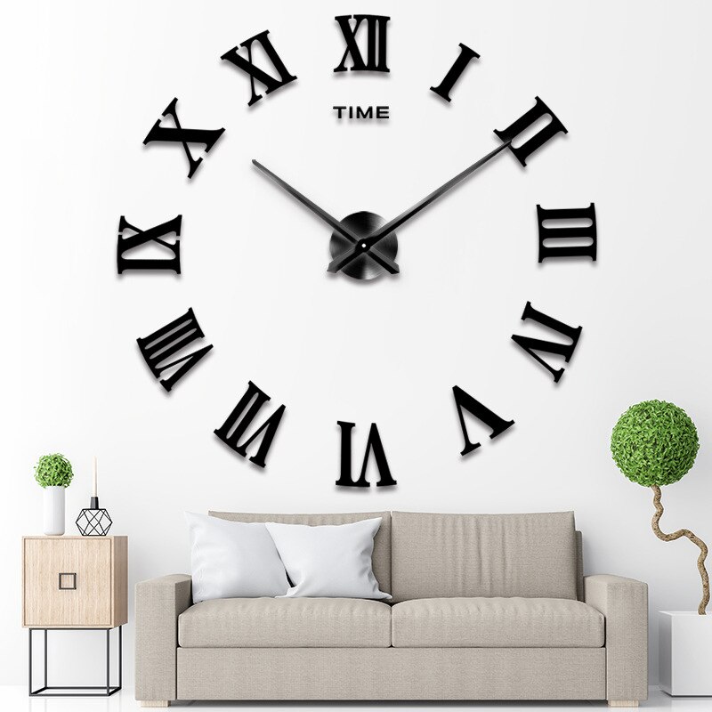 Romeinse Cijfers Wandklok Mute Thuis Woonkamer Studie Slaapkamer Horloge Muur Europa Horloge 3d Diy Acryl Spiegel Klok Digitale