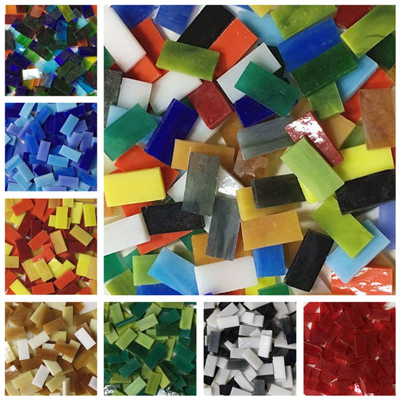 100g DIY Mixed Color Mosaic Inlay Tiles Wall Handmade Materials Glass Mica Piece Regular Collage Material Craft ZXY9798