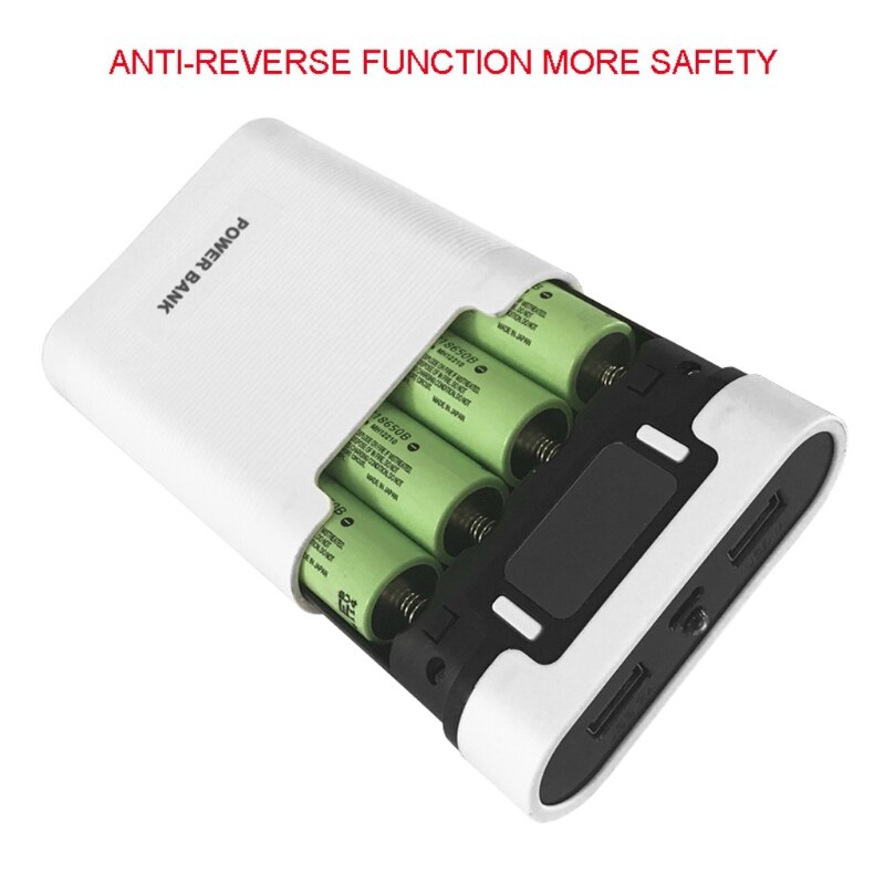 Anti-Reverse Draagbare Power Bank Box 4X18650 Diy Display Acculader 5V 2A Case