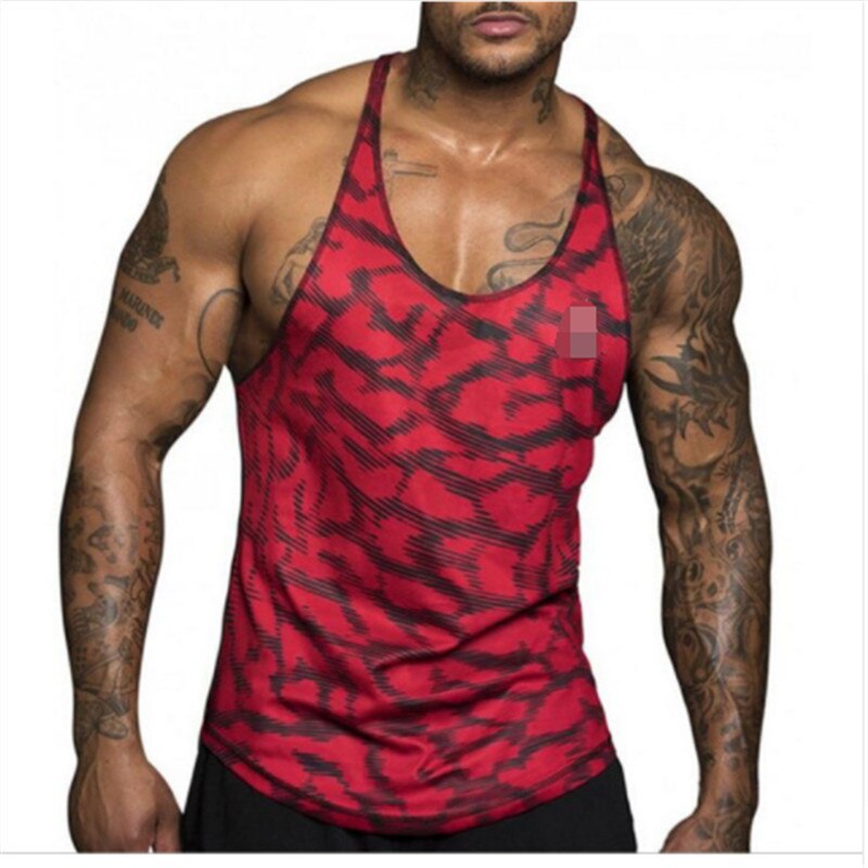 Løbekompressions-tanktops til mænd ærmeløse fitness-vest til mænd sport træningsvest mænd jogging toppe muskel undertrøje top: Rød / M