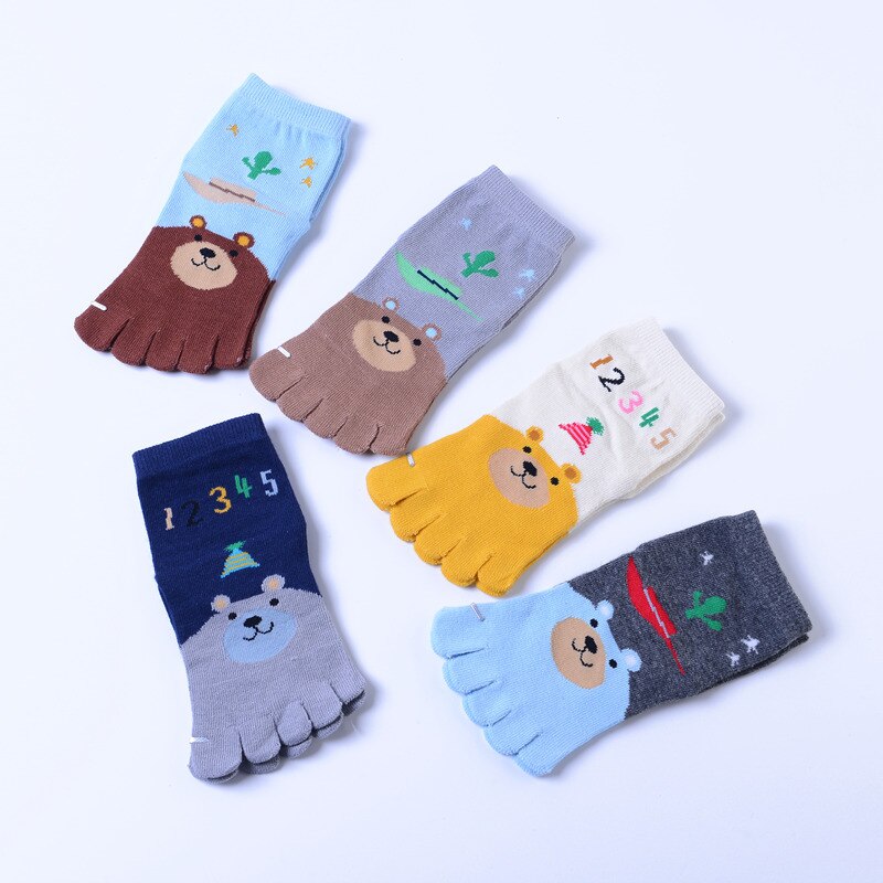 Calzini a cinque dita per bambini in cotone calzini con stampa animalier calzini per ragazzi da cartone animato roba economica per bambini calzino da dito sano 3-12T
