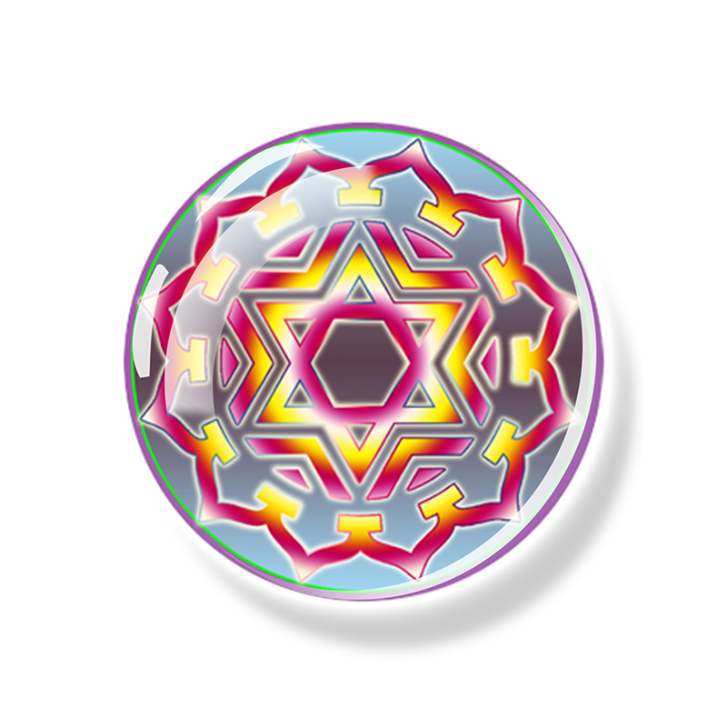 7 Chakra Totem Magnet Fridge Meditation Yoga Mandala Hinduism Glass Dome Refrigerator Magnets Stickers Indian Buddha Home Decor: light yellow