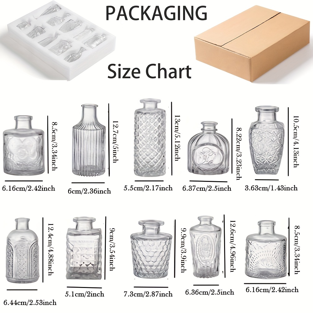 10 Uds. Jarrones pequeños de cristal transparente florero a granel, jarrones Vintage, Mini florero de boda, pequeño juego de florero pequeño para mesas